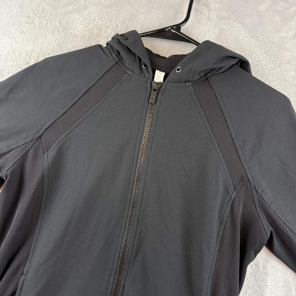 Lululemon Athletica Jacket Womens 8 Black Hooded Full Zip Softshell Running